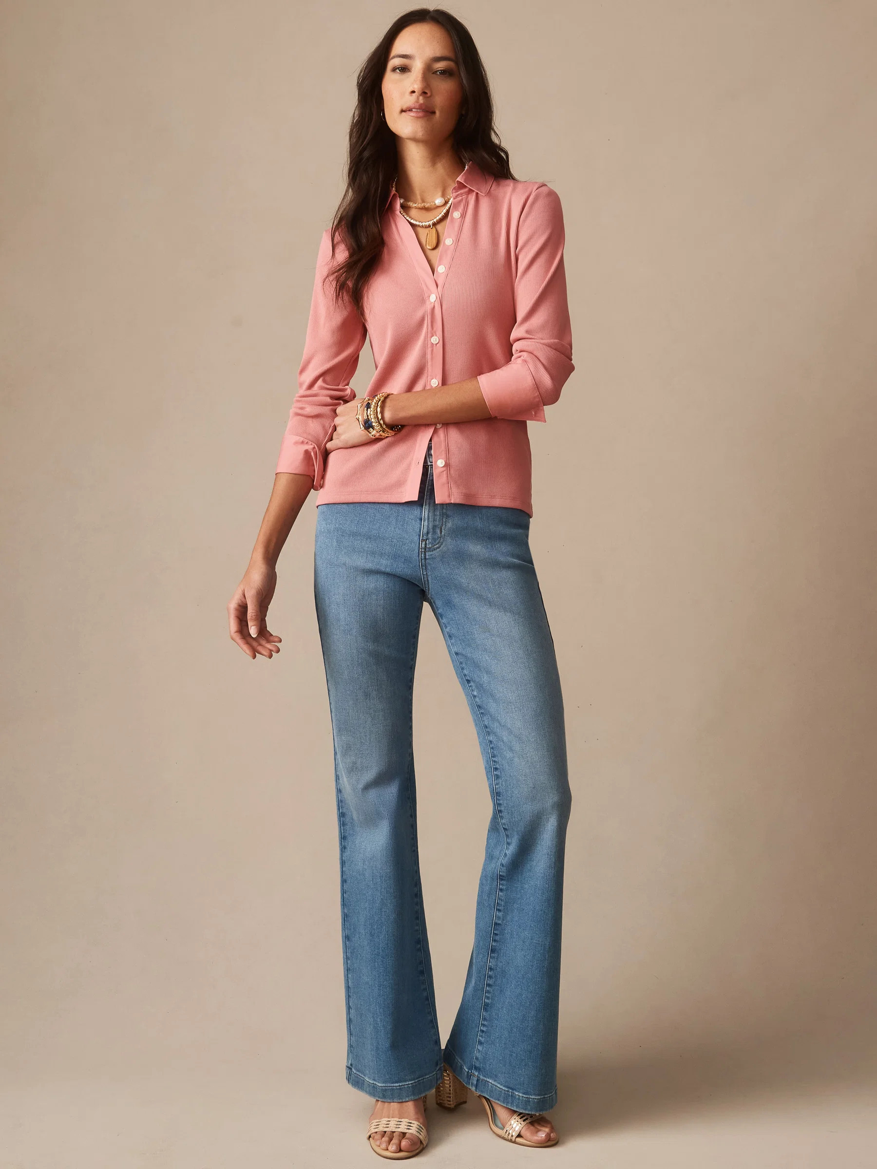 Mauve_Pink Solid Theodora Shirt | Women's Tops | J.McLaughlin | J.McLaughlin