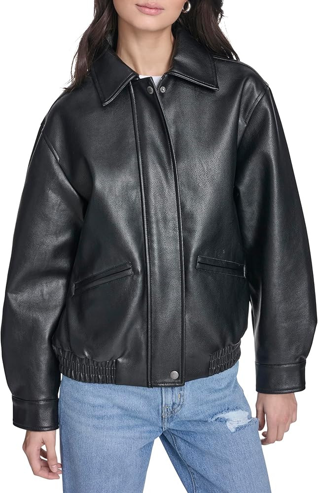 LEVI'S Women's Faux Leather Relaxed Fit Bomber | Amazon (US)