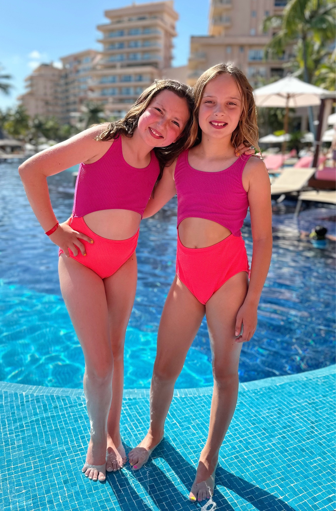 The cutest tween swimsuit in an unexpected color block that’s soooo adorable. The description reads hot pink and coral but I would say it’s more like a purplish pink and neon coral. The swimsuit has a little texture and it’s great quality. On sale this Memorial weekend for less than $15. Grab it! 

Color block girls swimsuit with cut out , girls one piece swimsuit, 

#LTKkids #LTKswim #LTKsalealert