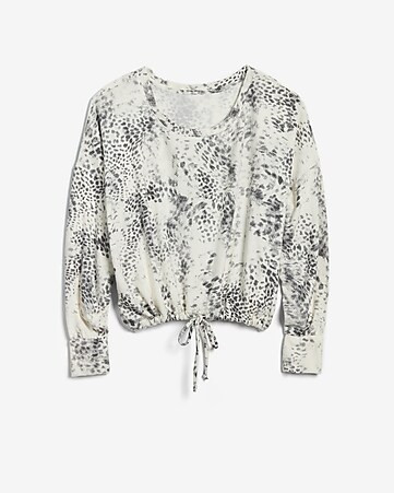 leopard tie hem top | Express