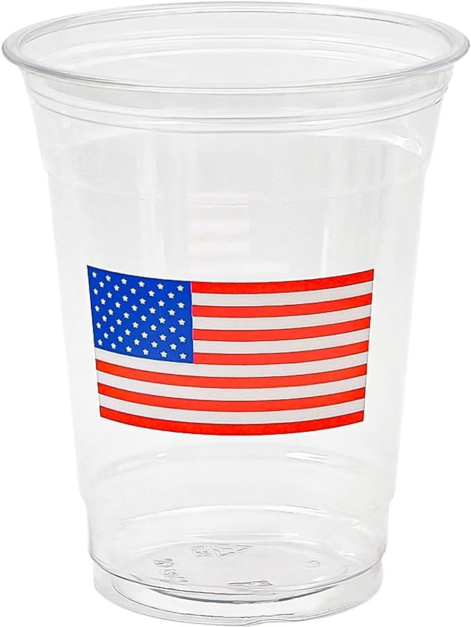 AimFun Patriotic Plastic Cups American Flag Party Cups Red Blue White Star Stripe Disposable Cups... | Amazon (US)