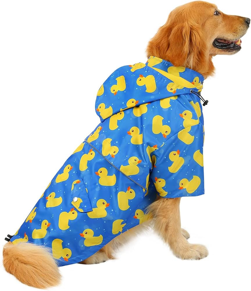 HDE Dog Raincoat Poncho Double Layer Zip Rain Jacket with Removable Hood, Leash Hole for Small to... | Amazon (US)