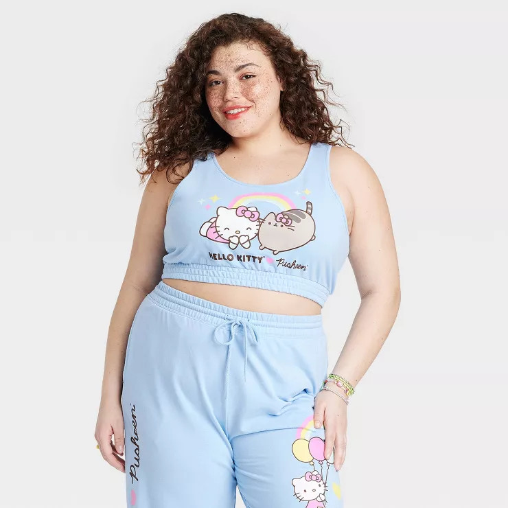 Women's Hello Kitty and Pusheen Graphic Tank Top - Blue | Target