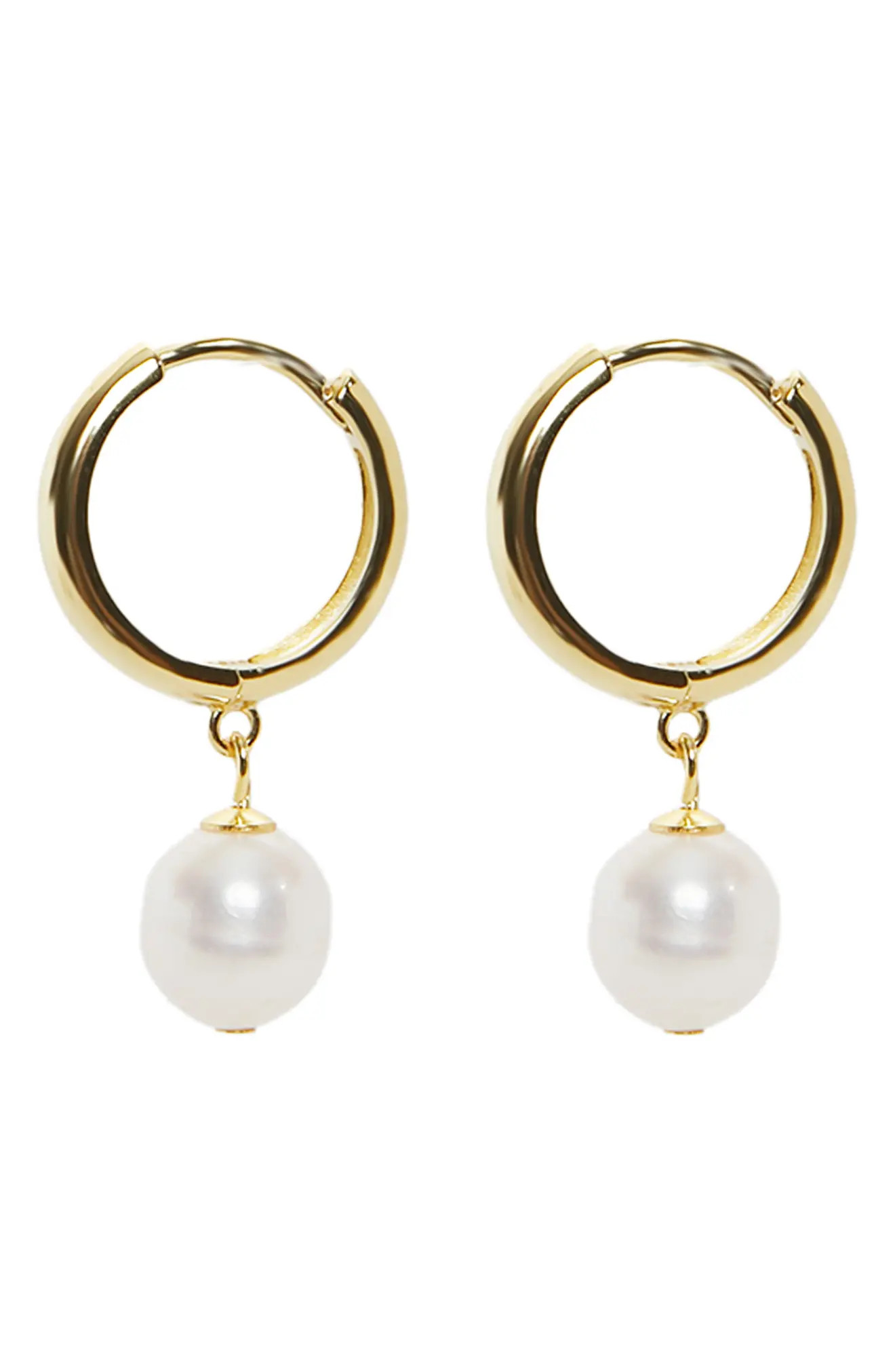Argento Vivo Sterling Silver Freshwater Pearl Drop Huggie Hoop Earrings (Women) | Nordstrom | Nordstrom