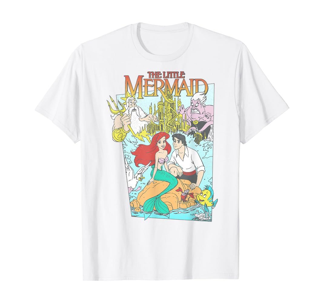 Disney The Little Mermaid Vintage Cover Graphic T-Shirt T-Shirt | Amazon (US)
