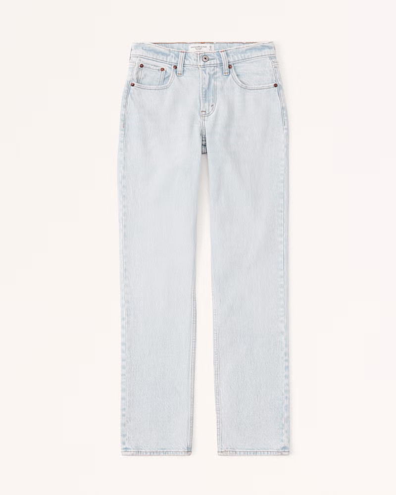 Abercrombie & Fitch Women's Curve Love Mid Rise 90s Straight Jean in Super Light - Size 35S | Abercrombie & Fitch (US)