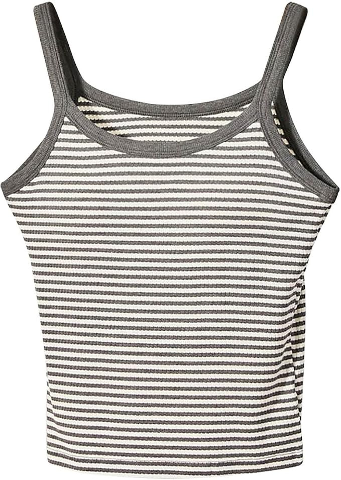 Women Striped Cami Tops Fashion Y2k Color Blocks Streetwear Trendy Comfy Basic Casual Cropped Tan... | Amazon (US)