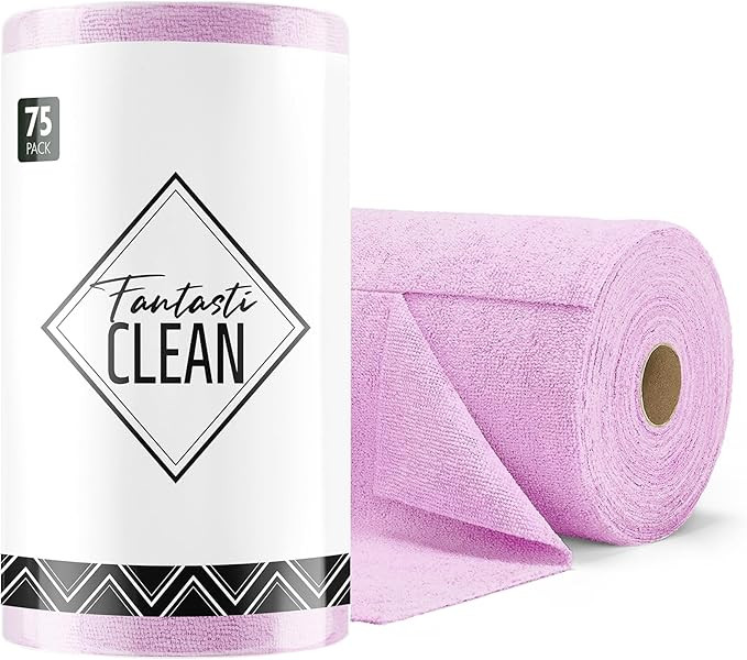 Fantasticlean Microfiber Cleaning Cloth Roll -75 pack, Tear Away Microfiber Towels, 12" x 12", Re... | Amazon (US)