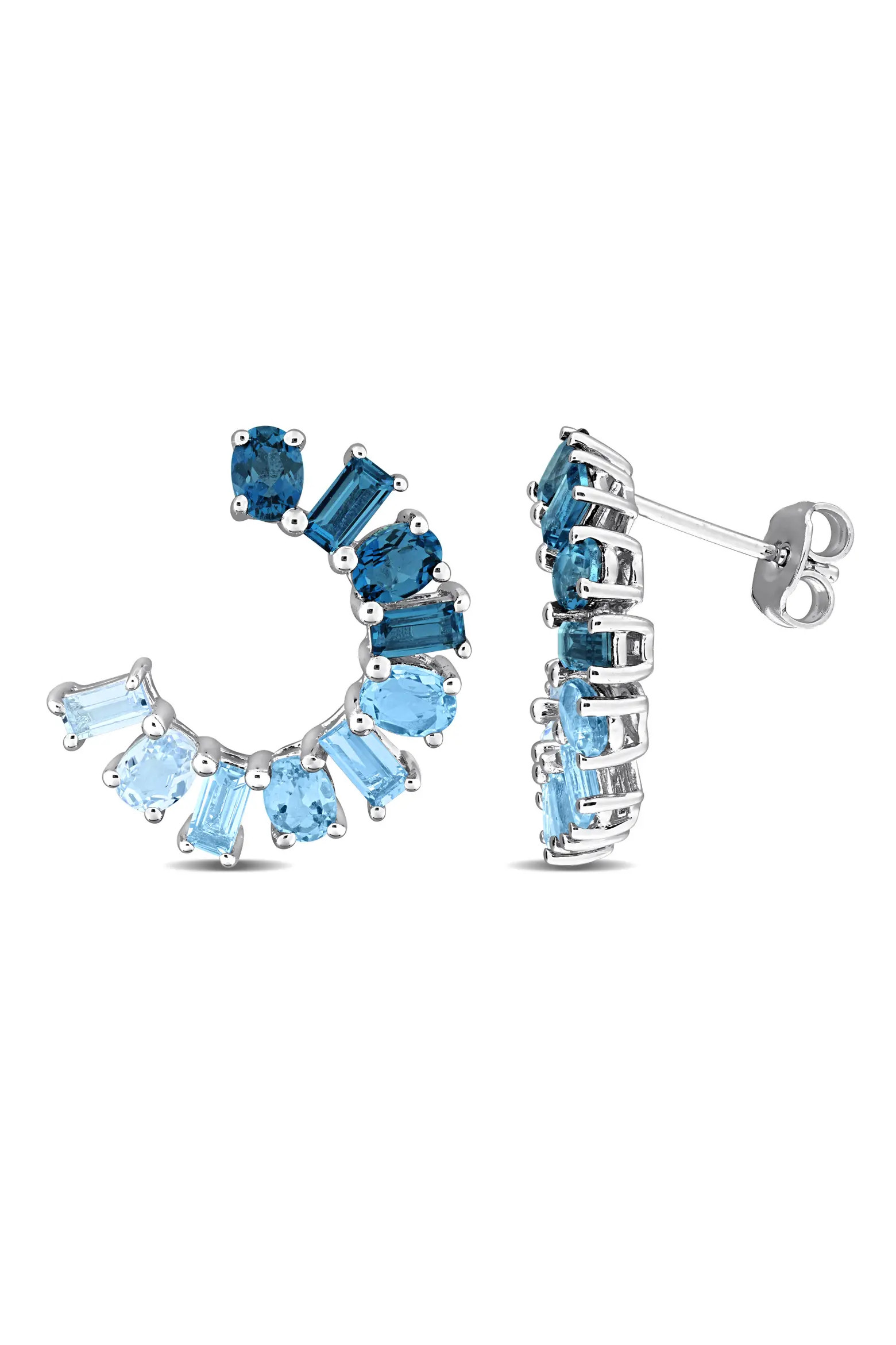 Blue Topaz Curved Earrings Sterling Silver (Women) | Nordstrom | Nordstrom