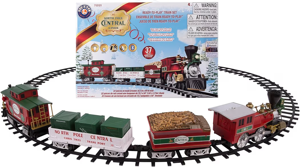 Lionel Battery-Operated North Pole Central Freight Toy Train Set with Bluetooth, Locomotive, Trai... | Amazon (US)