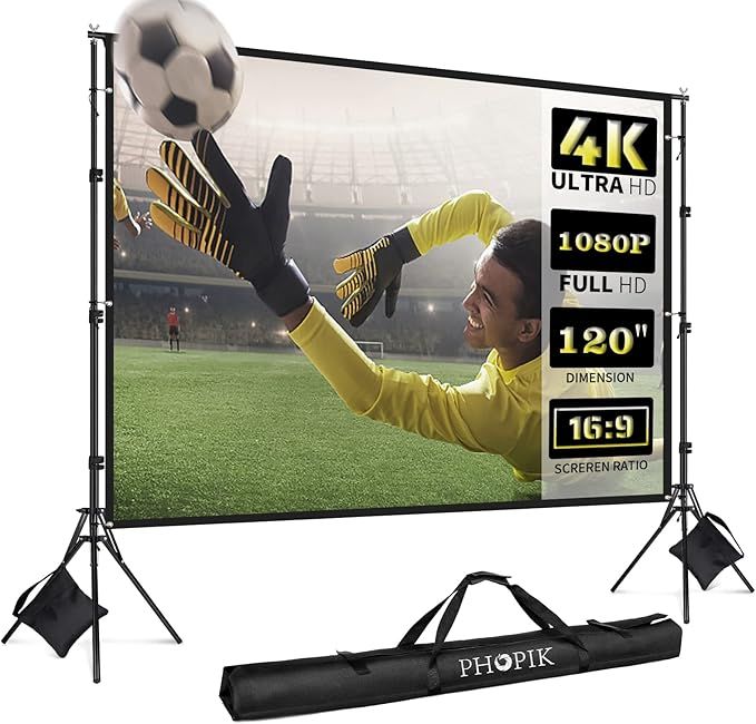 PHOPIK Projector Screen with Stand: 120 inch Portable Indoor Outdoor Projector Screen Fordable & ... | Amazon (US)