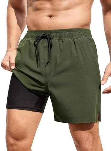 SILKWORLD Men's Swim Trunks Quick Dry Bathing Suits 6 Inch Swimming Shorts with Compression Liner... | Amazon (US)