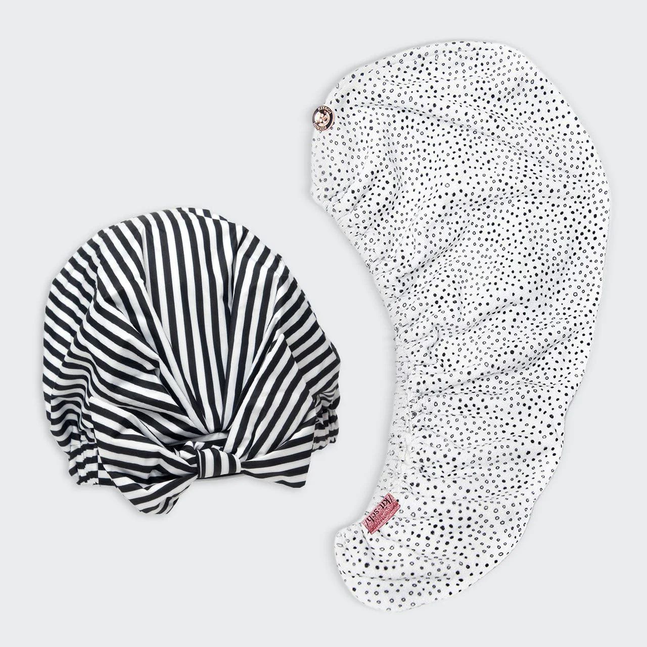 Dots & Stripes Shower Cap & Hair Towel Bundle | Kitsch