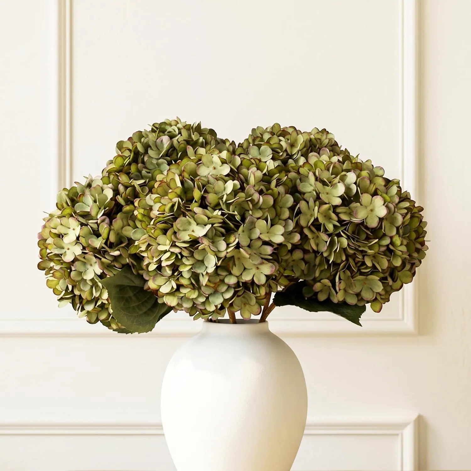 Shareconn 5-Stem Extra Large Artificial Hydrangea Flowers with Real-Touch Petals 19 Inch Flexible Stems Green Faux Floral Arrangement for Vases and | Lowe's
