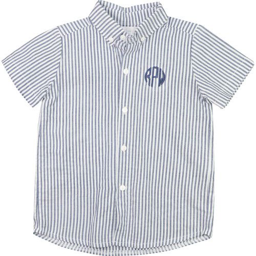 Navy Seersucker Button Down Shirt | Cecil and Lou