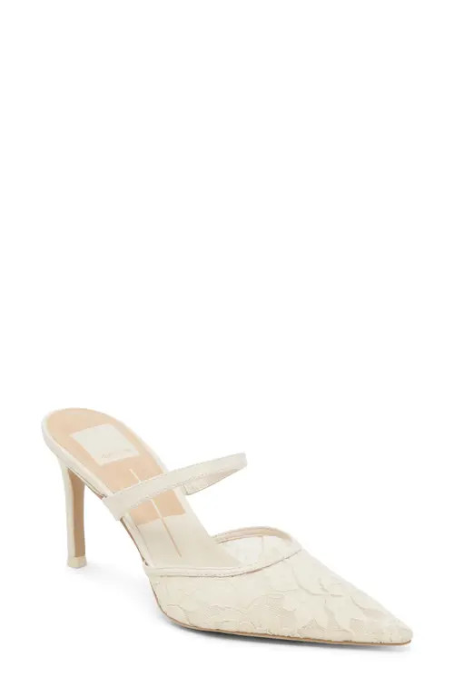 Dolce Vita Katik Pointed Toe Mule in White Floral Lace at Nordstrom, Size 7.5 | Nordstrom
