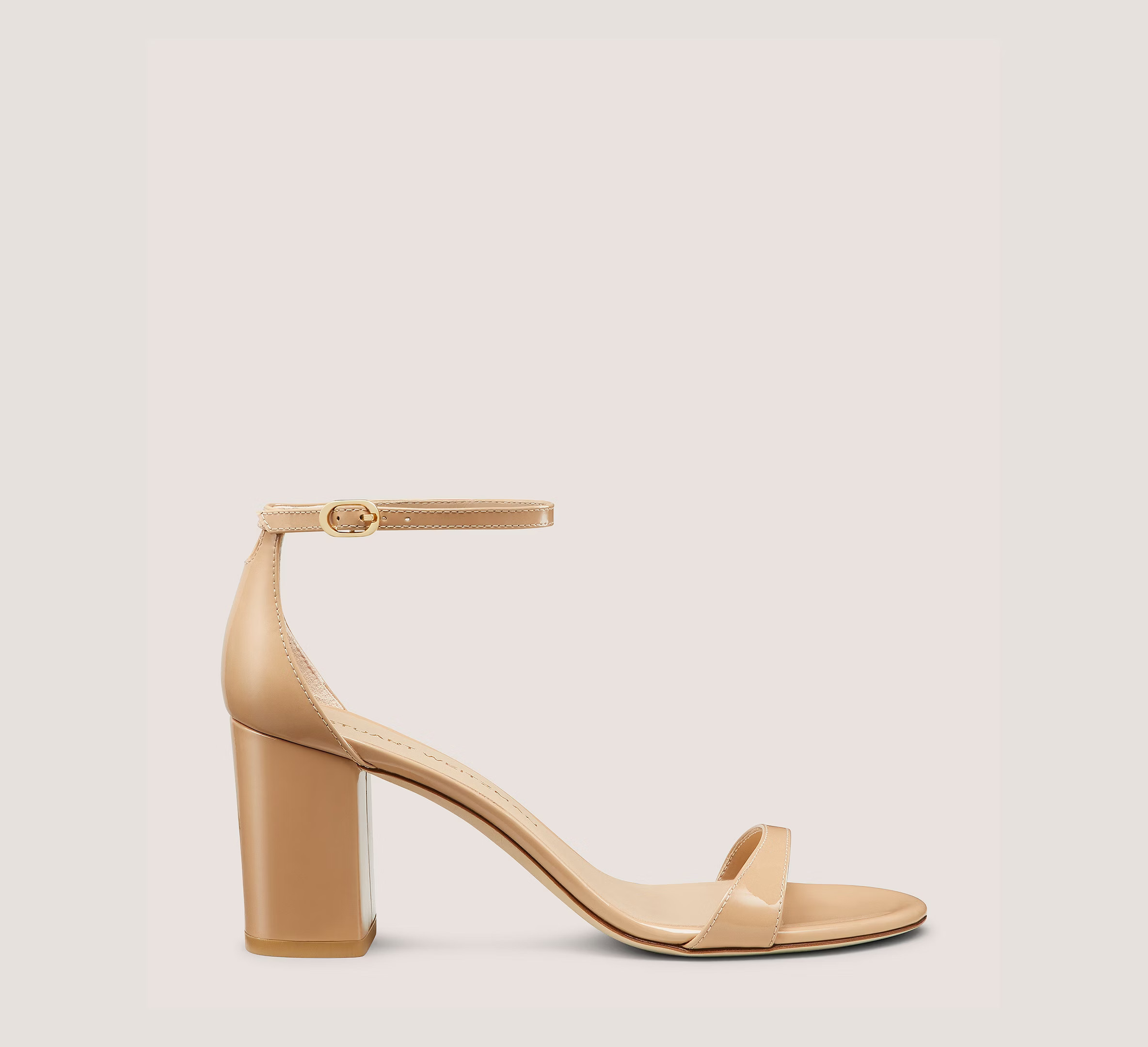 Stuart Weitzman Nudist Block 75, Adobe Beige Patent Leather, Size: 9 Narrow | Stuart Weitzman (US)