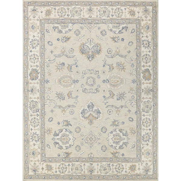 Exquisite Rugs Marietta Oushak Handmade Hand-Tufted New Zealand Wool On Canvas Ivory/Ivory Area R... | Wayfair North America