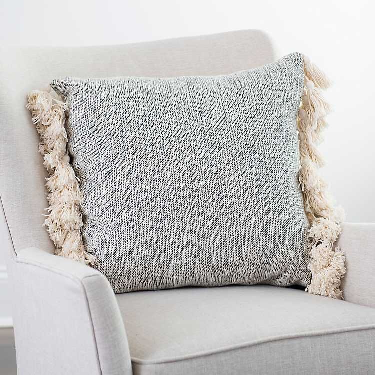 New! Gray Anna Pillow with Side Tassels | Kirkland's Home