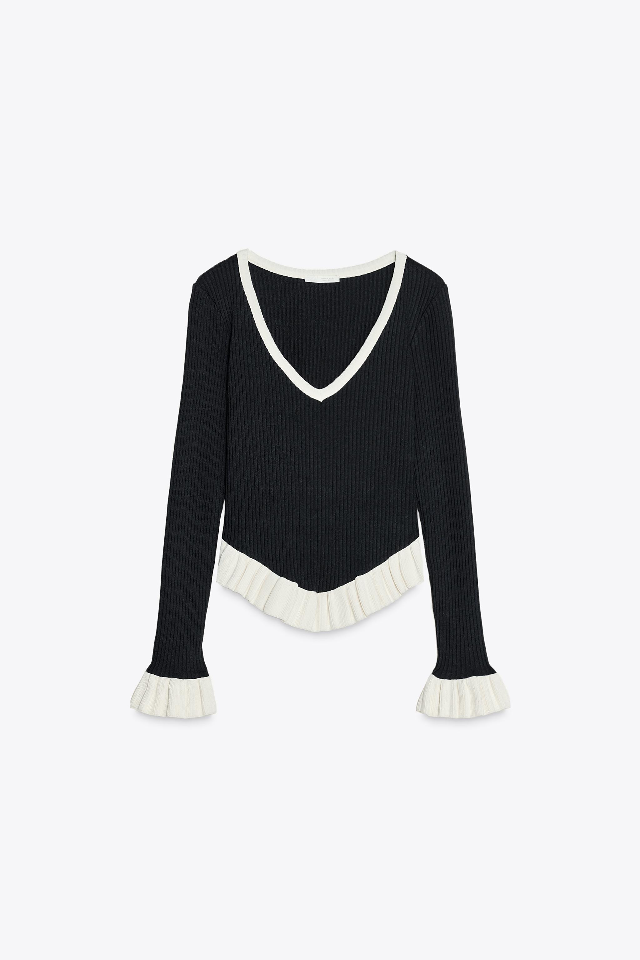 RIBBED SWEATER WITH RUFFLES | Zara US