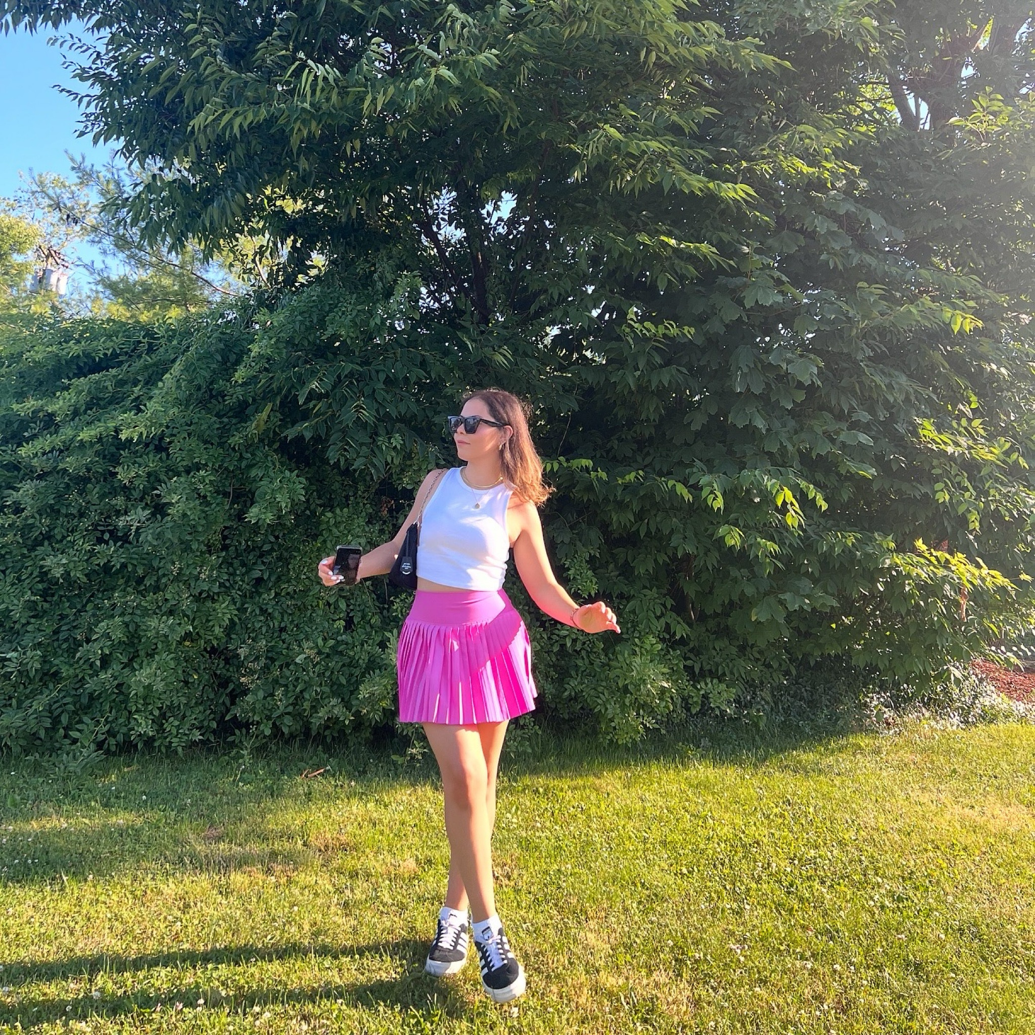 the cutest sporty chic fit! The skirt is YTB line from #abercrombie , so many cute colors left! #adidas #athleisure  #LTKstyle

#LTKcanada #LTKsummer #LTKfitness