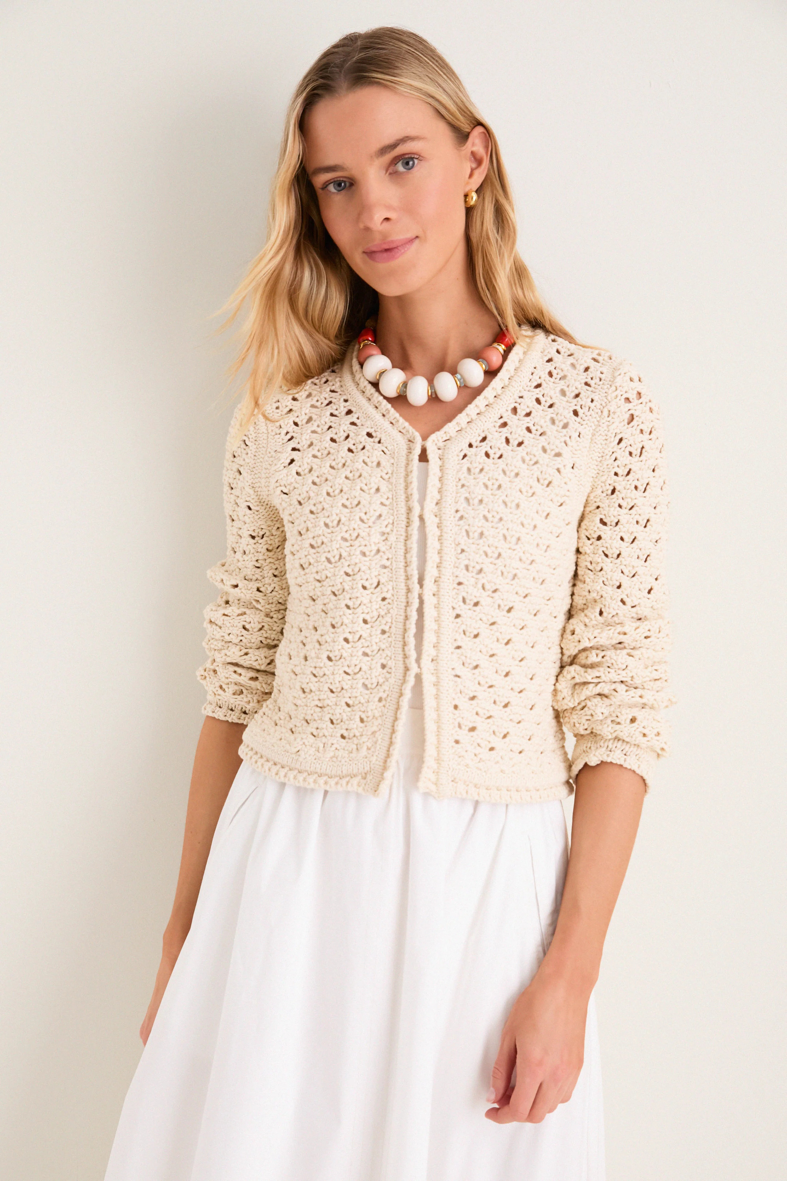 Ivory Crochet Daisy Cardigan | Tuckernuck (US)