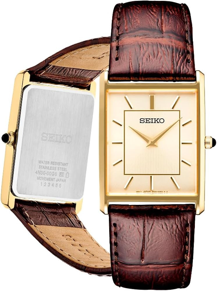 SEIKO Essentials Watch for Men - Essentials - Water Resistant with Stainless Steel Rectangular Ca... | Amazon (US)