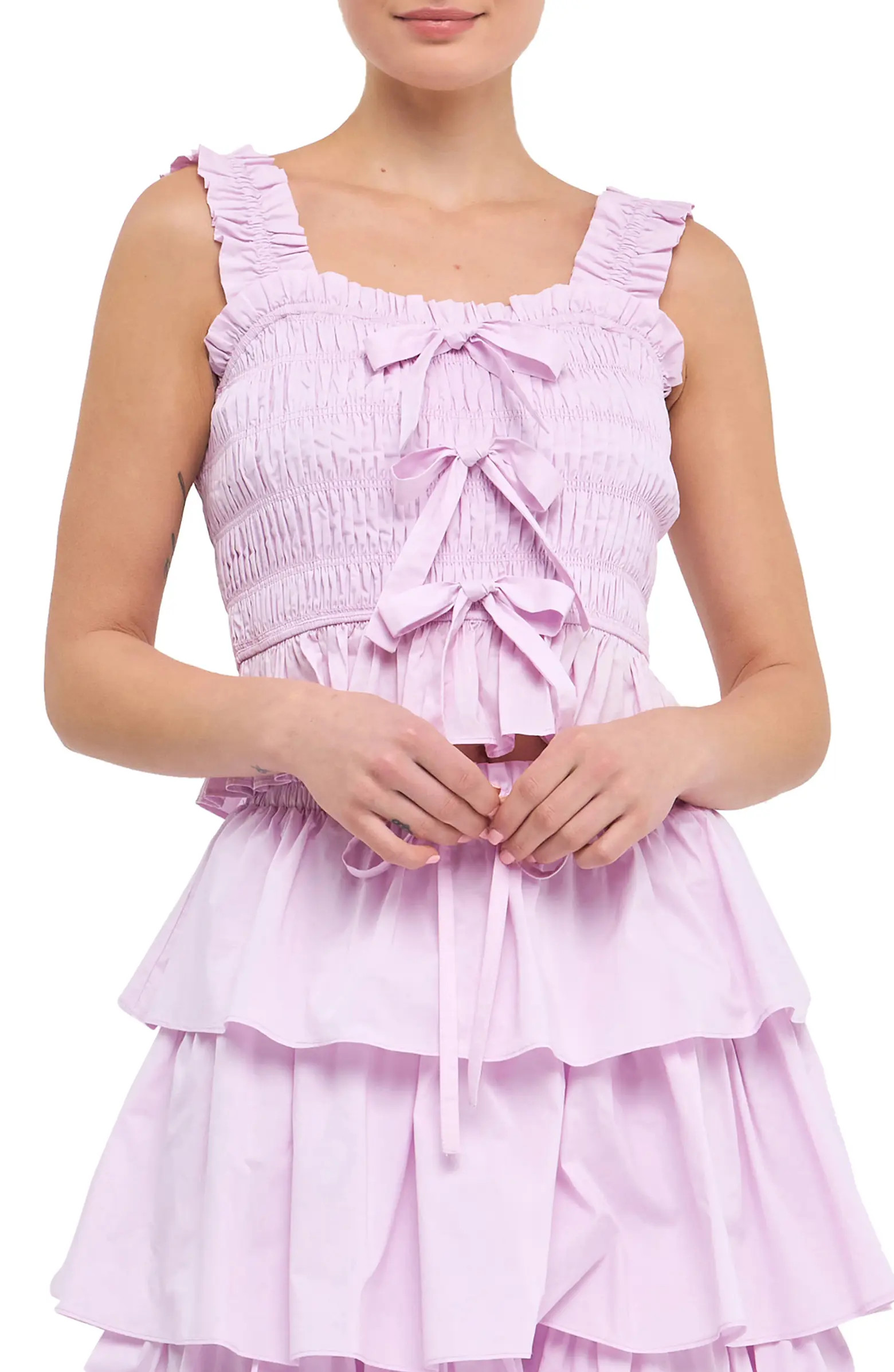 Shirred Tie Shoulder Top | Nordstrom