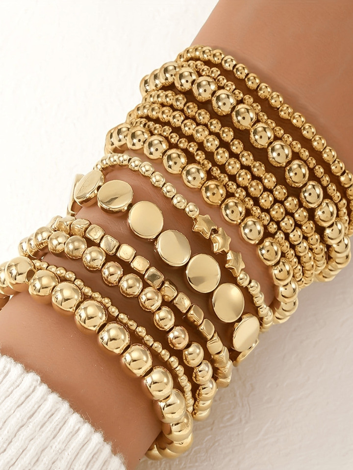 13-6pcs/Set Boho Style Beaded Bracelet Set For Women, Minimalist Star & Round Bead Design, Lightw... | SHEIN