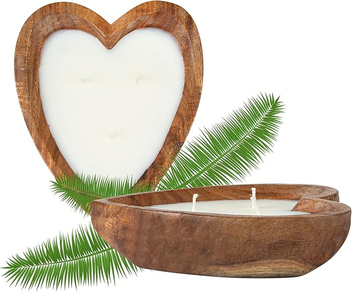 Restaurantware-Coco Casa 7.1 x 5.5 x 2 Inch Heart Wood Dough Bowl Candle, 1 Handpoured Bread Bowl... | Amazon (US)