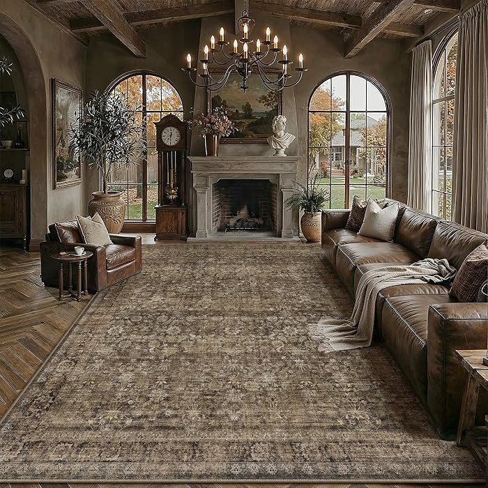 Brown Vintage 8x10 Area Rugs Living Room Washable Rug Carpet | Amazon (US)