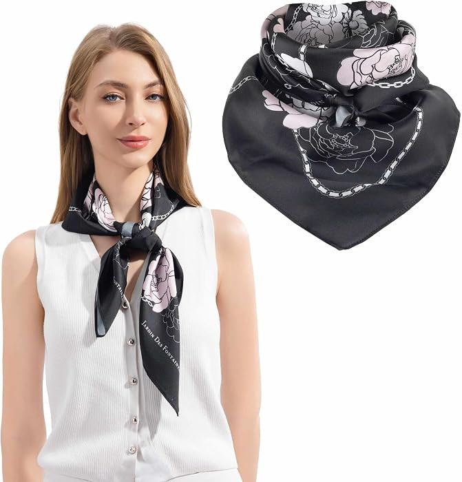 Women's Scarf Printed Square Neck Scarf Original Designed Bandanas for Dress Handbag 27.5 x 27.5 ... | Amazon (US)