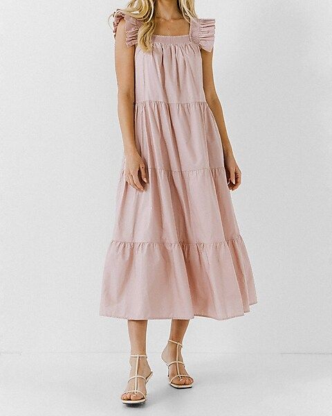 English Factory Ruffle Detail Midi Dress | Express