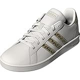 adidas Grand Court Sneaker, White/White/White/Champagne Metallic, 5.5 US Unisex Big Kid | Amazon (US)