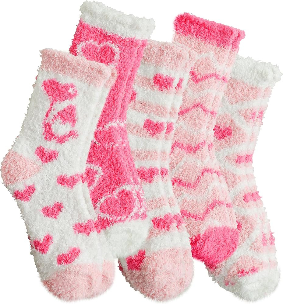 Warm Cozy Valentines Gifts for Her Girlfriend Wife Women Girls-Fluffy Soft Fuzzy Pink Heart Socks... | Amazon (US)