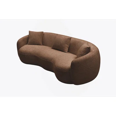 93.6 inch Mid Century Modern Curved Living Room Sofa, Boucle Fabric Couch for Bedroom, Office, Apartment, Brown | Wayfair North America