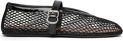 Women's Mesh Ballet Flats Buckle Strap Comfortable Ballerina Shoes Ladies Wide Width Casual Dress... | Amazon (US)