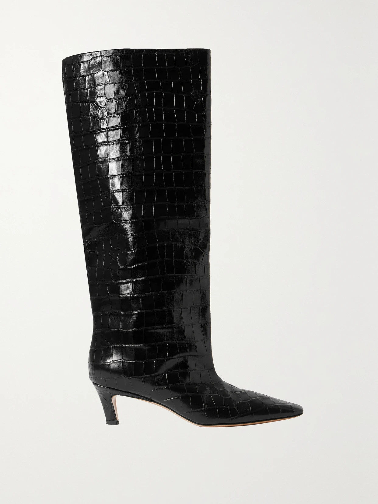 TOTEME - Croc-effect Leather Knee Boots - Black | NET-A-PORTER (US)
