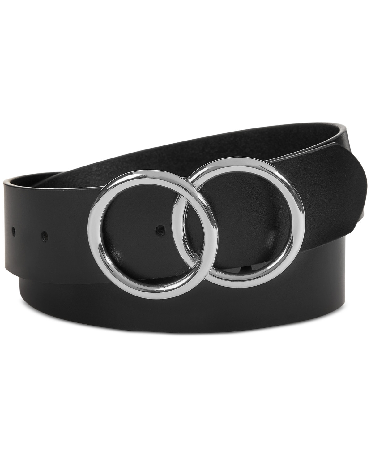 I.n.c. International Concepts Double Circle Belt, Created for Macy's - Black/Silver | Macy's