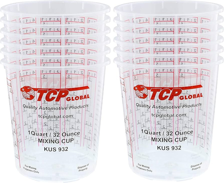 Custom Shop Pack of 12 Each 32 Ounce Paint Mix Cups with calibrated Mixing ratios on Side Epoxy R... | Amazon (US)