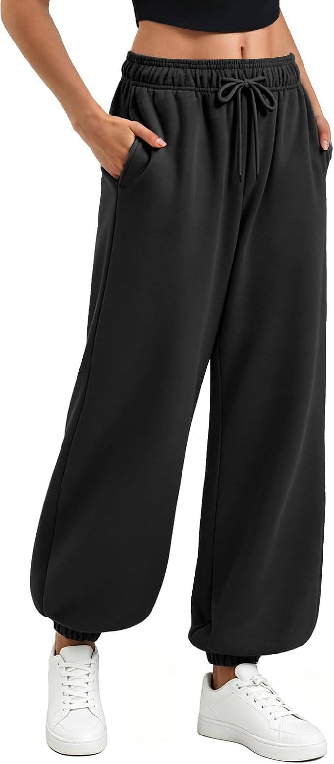Ipletix Sweatpants Women High Waisted Baggy Lounge Workout Pants | Wide Leg，Cinch Bottom，Draw... | Amazon (US)