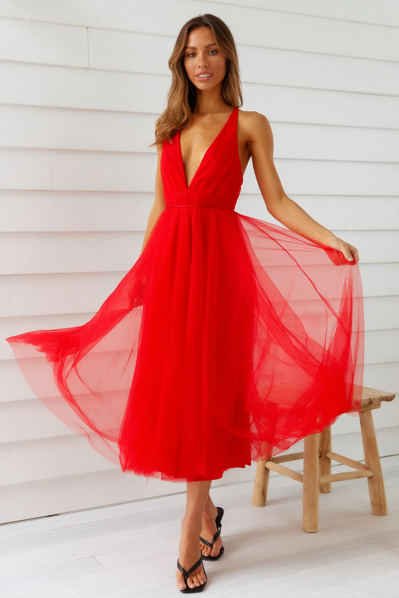 Summer Cinderella Midi Dress Red | Hello Molly (AU)
