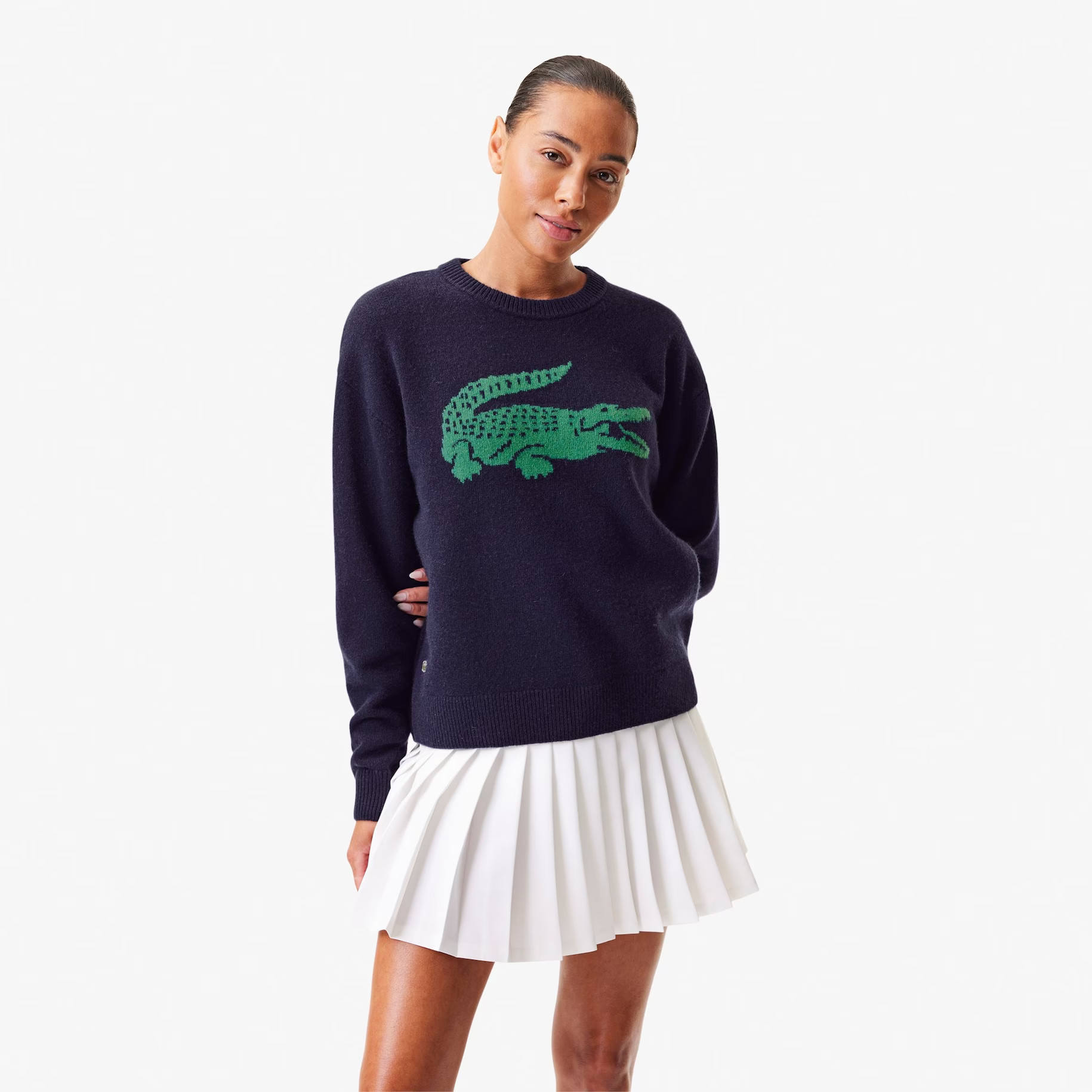 Women's Lacoste x Bandier Contrast Crocodile Sweater | Lacoste (US)