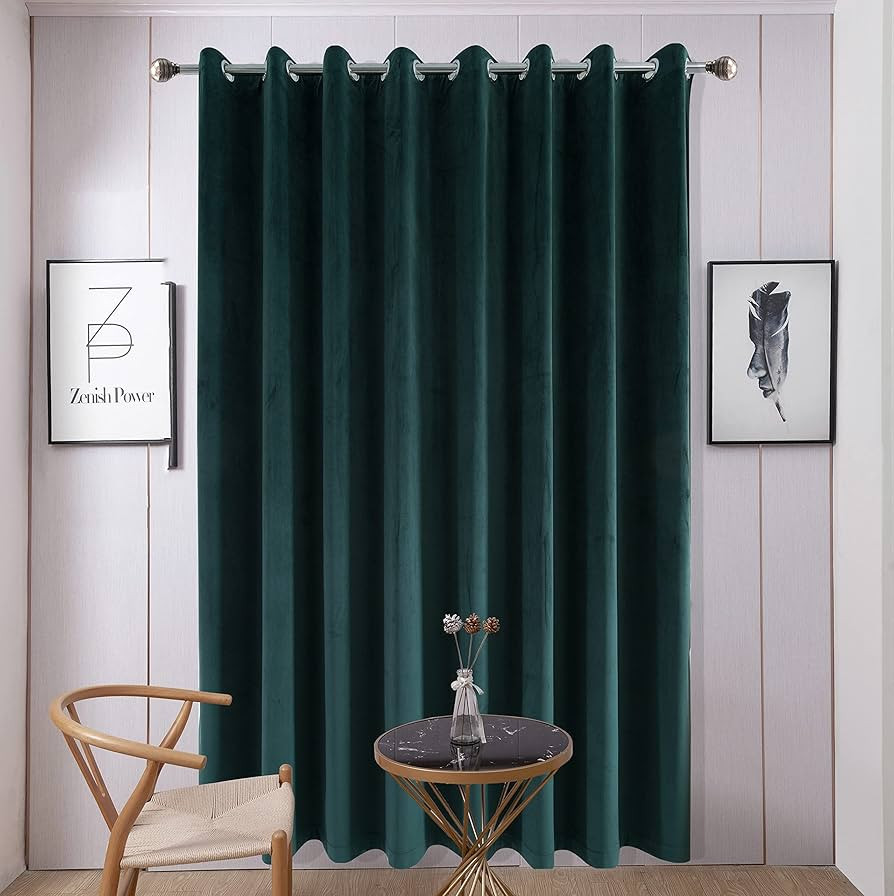 Amazon.com: SHOWBEAN Luxury Green Velvet Curtains Super Soft Panels Window Long Drapes 95%-Blacko... | Amazon (US)