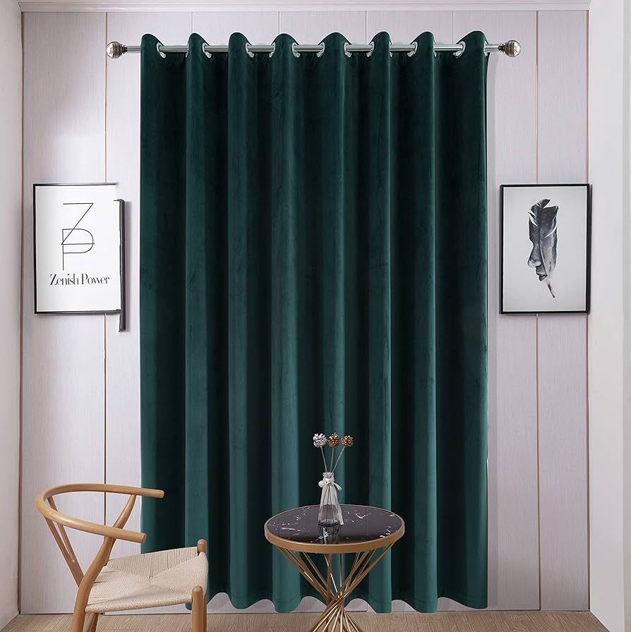 Amazon.com: SHOWBEAN Luxury Green Velvet Curtains Super Soft Panels Set of 2 Window Long Drapes 9... | Amazon (US)