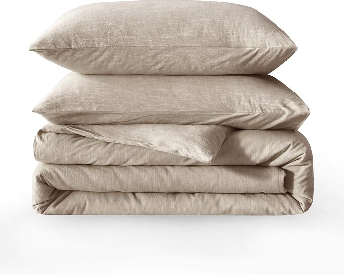 BFS HOME Linen Duvet Cover Queen Size - Soft Breathable Cotton Linen Blend, 3-Pieces Bedding Set ... | Amazon (US)