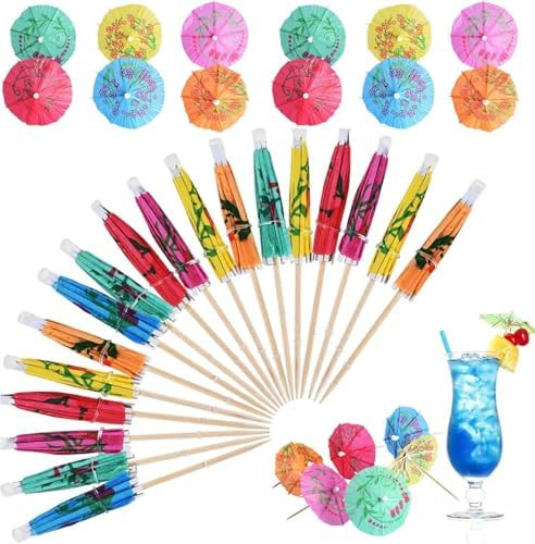 Haundry Cocktail Umbrella Picks, 50-Pack Drink Umbrella Toothpicks, Colorful Paper Cupcake Topper... | Amazon (US)
