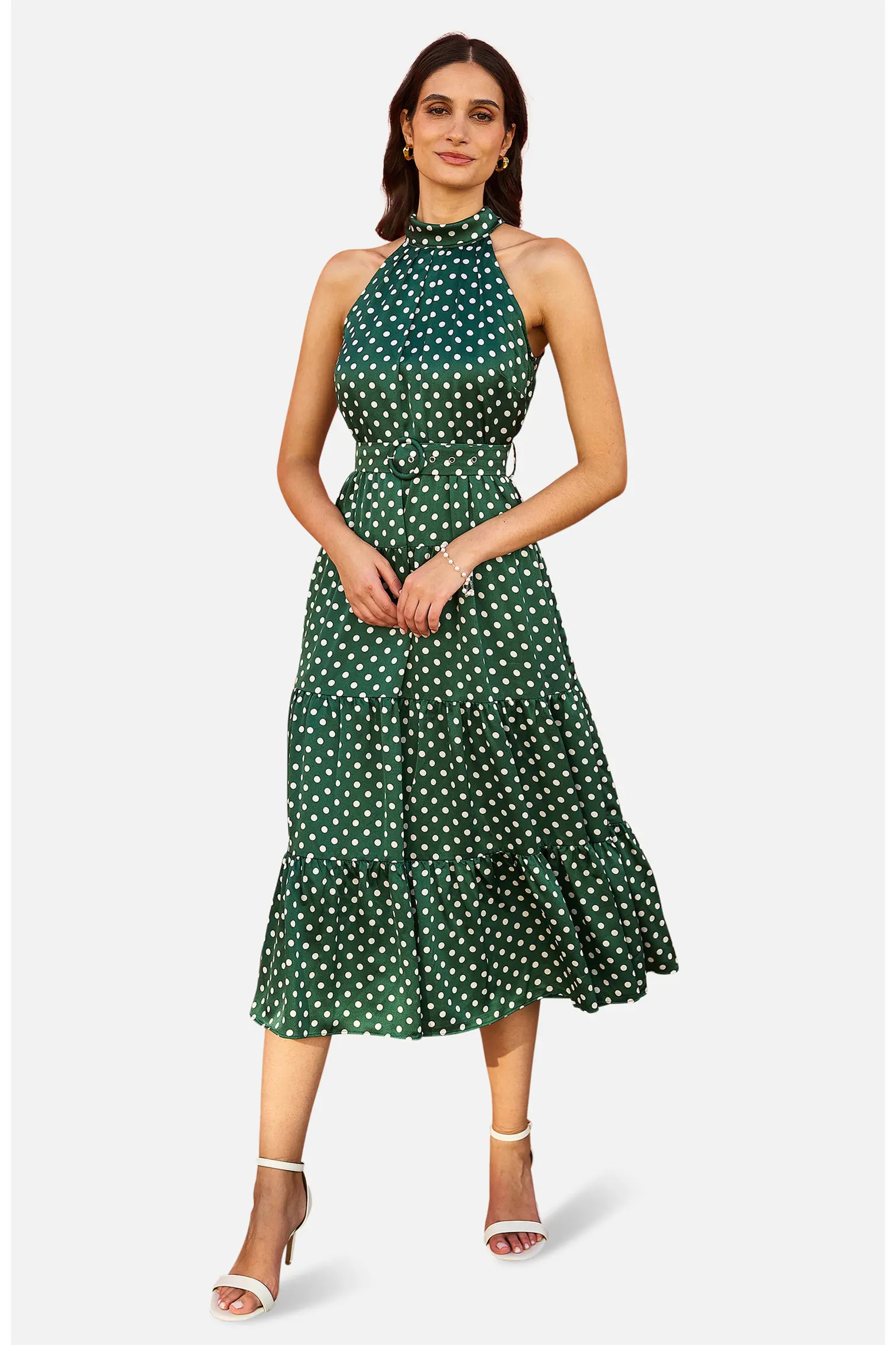 Spot Print Halter Midi Dress (Women) | Nordstrom | Nordstrom