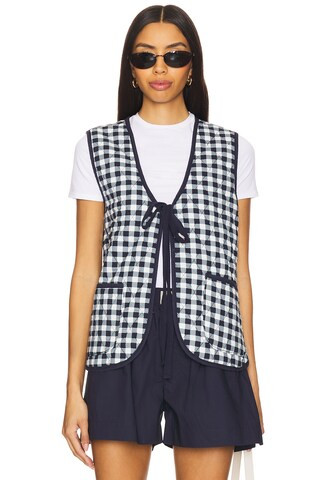 Free People Claudine Vest in Navy Gingham from Revolve.com | Revolve Clothing (Global)