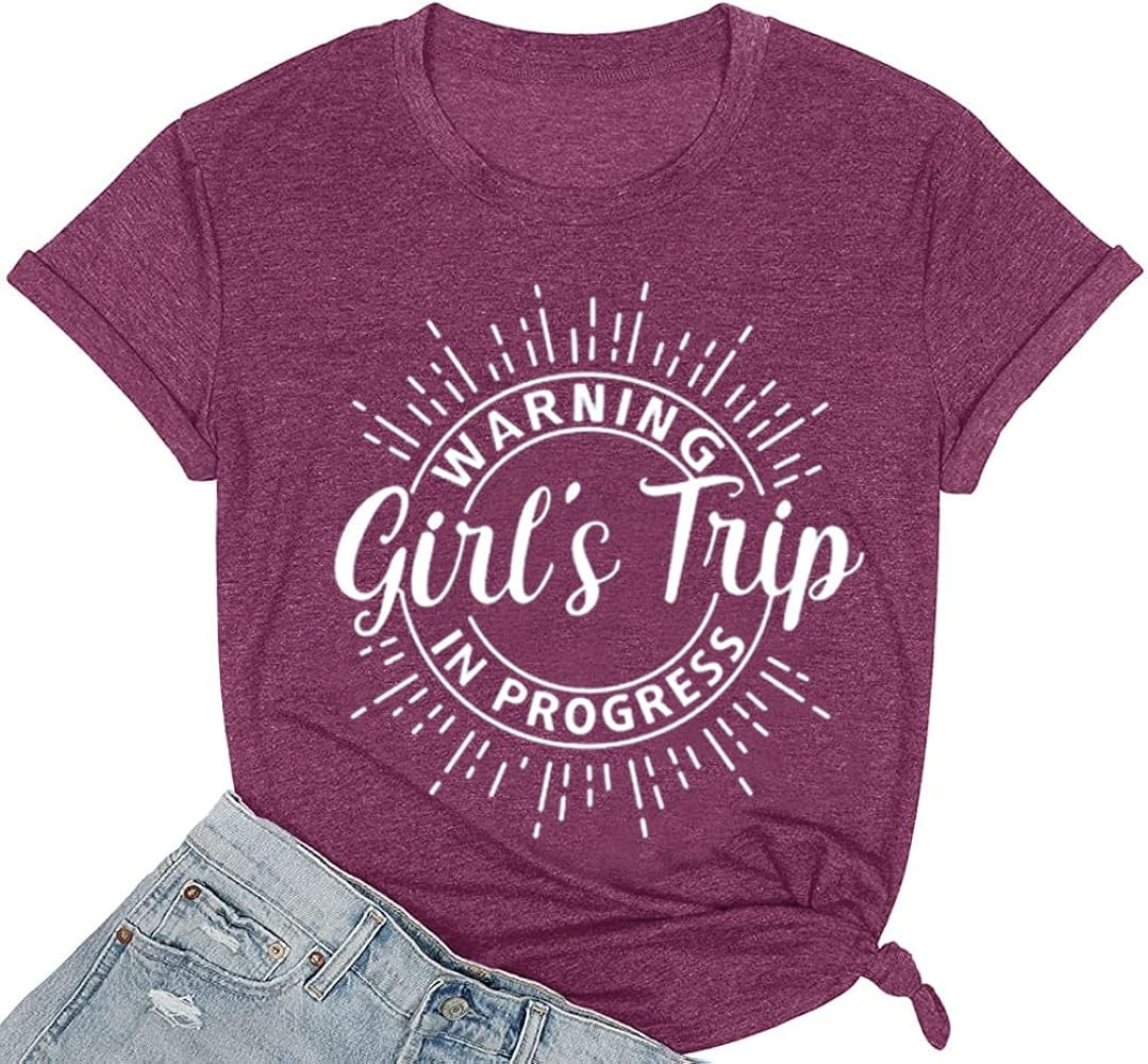 Women Vacation Tank Tops Summer Warning Girls Trip in Progress Shirts Letter Printed Graphic Slee... | Amazon (US)